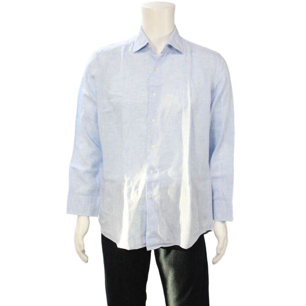 Davide Cenci Men's Long Sleeves Casual Button Down Shirt Blue Size 16